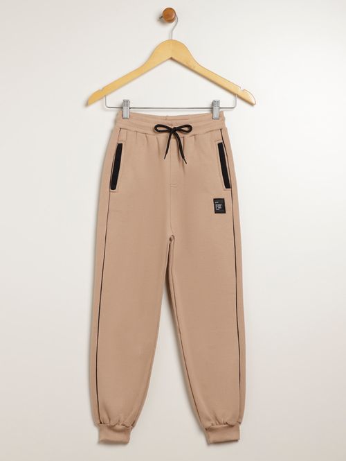 Calça Moletom Juvenil Para Menino - BEGE