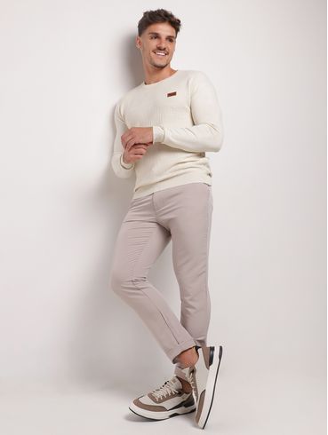 Blusão Tricot Manga Longa Masculino AREIA