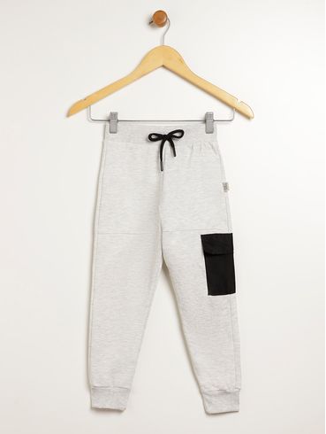 Calça Moletom Com Punho Infantil Para Menino - MESCLA