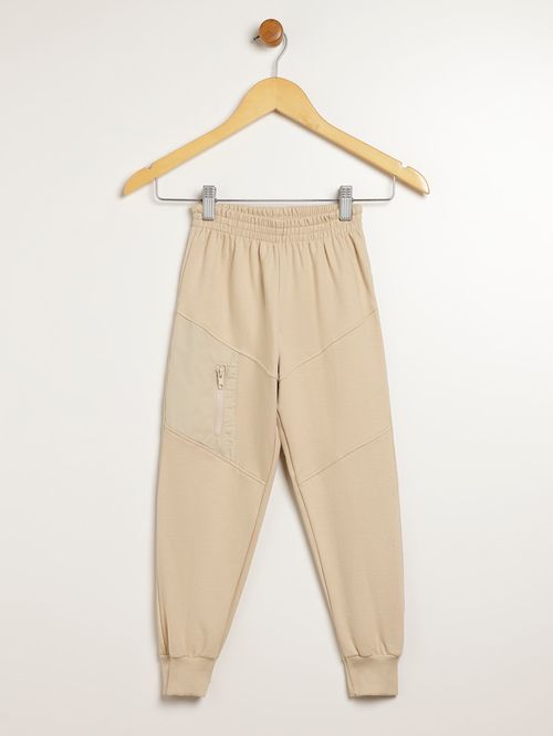 Calça Moletom Com Punho Infantil Para Menino - BEGE
