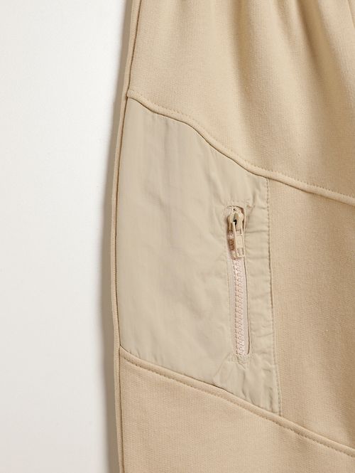 Calça Moletom Com Punho Infantil Para Menino - BEGE