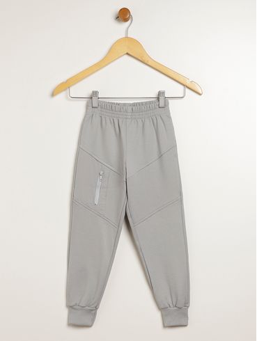 Calça Moletom Com Punho Infantil Para Menino - CINZA