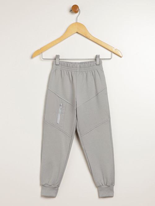 Calça Moletom Com Punho Infantil Para Menino - CINZA
