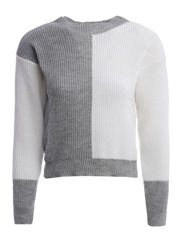Blusa de Tricot Bicolor Feminina CINZA/CINZA/BRANCO