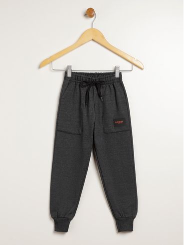 Calça Moletom Com Punho Infantil Para Menino - PRETO