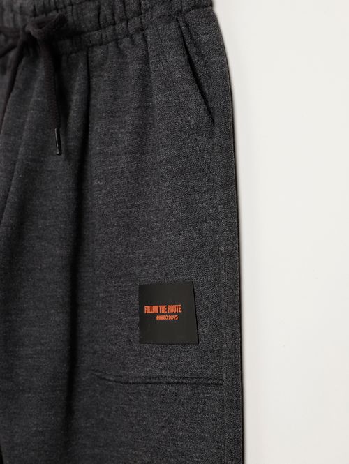 Calça Moletom Com Punho Infantil Para Menino - PRETO