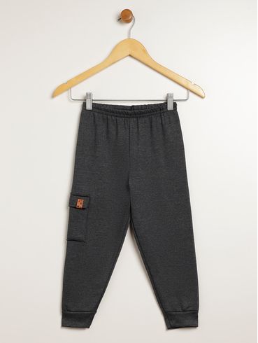 Calça Moletom Jogger Infantil Para Menino - MESCLA ESCURO