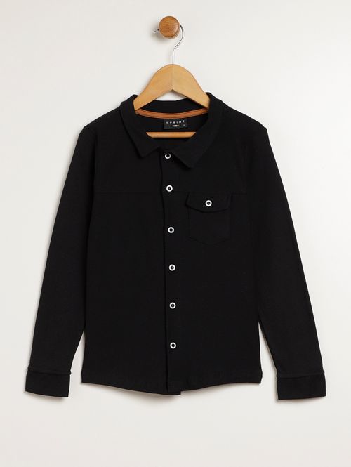 Camisa Manga Longa Infantil Para Menino - PRETO