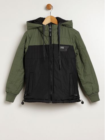 Jaqueta Puffer Dupla Face Infantil Para Menino - PRETO
