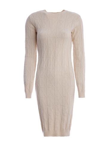 Vestido Canelado Manga Longa Midi Feminino AREIA