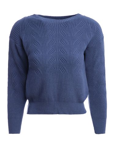 Blusa de Tricot Cropped Feminina AZUL