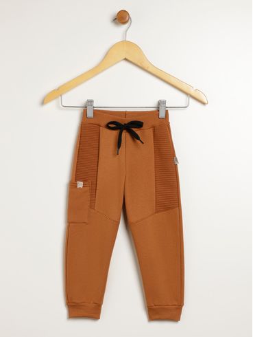 Calça Moletom Infantil Para Menino - MARROM