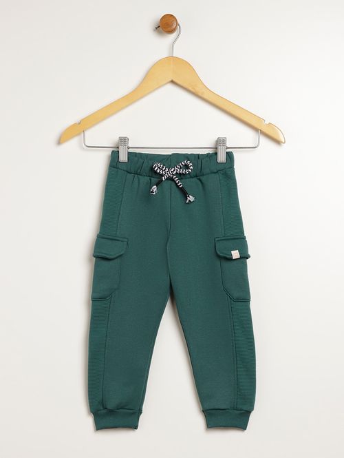 Calça Moletom Cargo Infantil Para Menino - VERDE