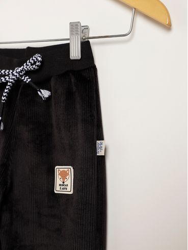 Calça Moletom Com Punho Infantil Para Menino - PRETO