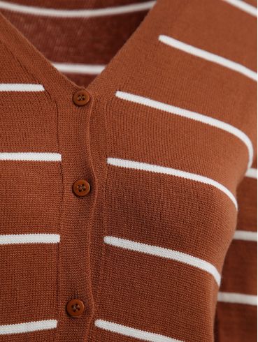 Cardigan Tricot Feminino CARAMELO/CARAMELO/OFF WHITE
