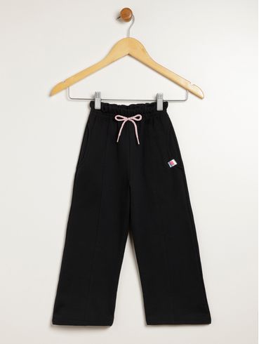 Calça Moletom Infantil Para Menina - PRETO