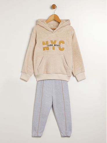 Conjunto Longo Infantil Para Menino - OFF WHITE