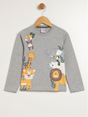 Camiseta Manga Longa Infantil Para Menino - MESCLA