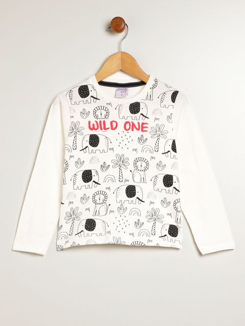 Camiseta Manga Longa Infantil Para Menino - OFF WHITE