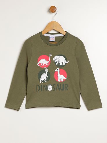 Camiseta Manga Longa Infantil Para Menino - VERDE
