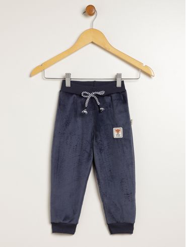 Calça Moletom Com Punho Infantil Para Menino - MARINHO