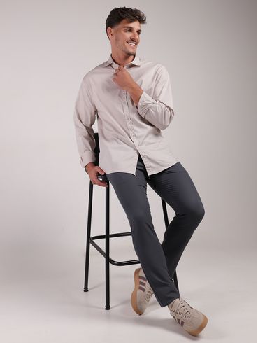 Camisa Manga Longa Slim Vilejack Masculina AREIA