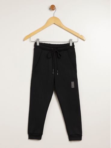 Calça Moletom Com Punho Infantil Para Menino - PRETO