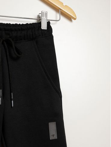 Calça Moletom Com Punho Infantil Para Menino - PRETO
