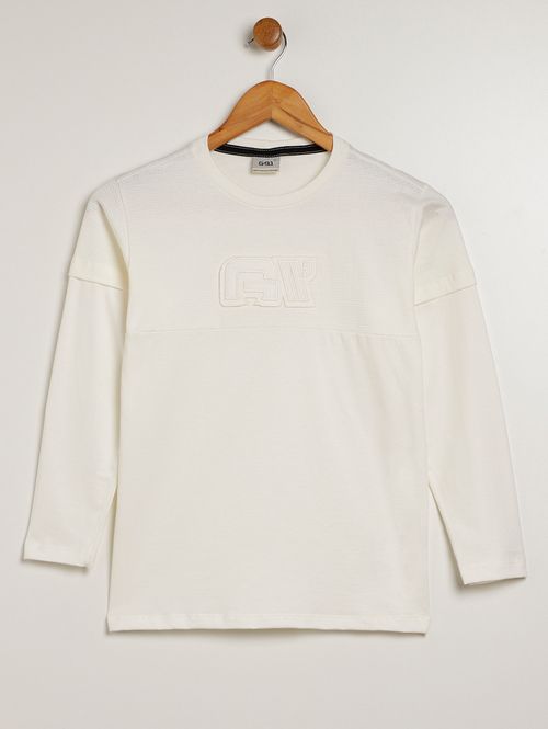 Camiseta Manga Longa Juvenil Para Menino - OFF WHITE