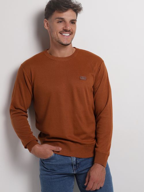 Blusão Tricot Manga Longa Masculina OCRE