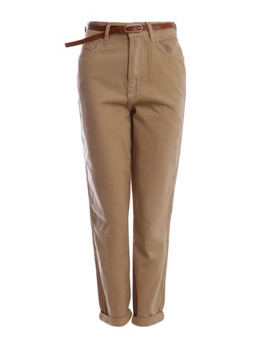 Calça Sarja Mom com Cinto Feminina AREIA