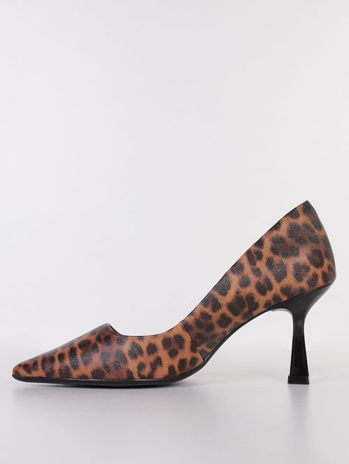 Sapato Scarpin Animal Print Bebecê Feminino MARROM