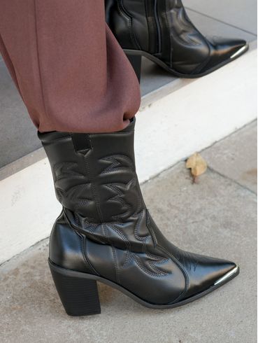 Bota Cano Médio Western Vizzano Feminina PRETO