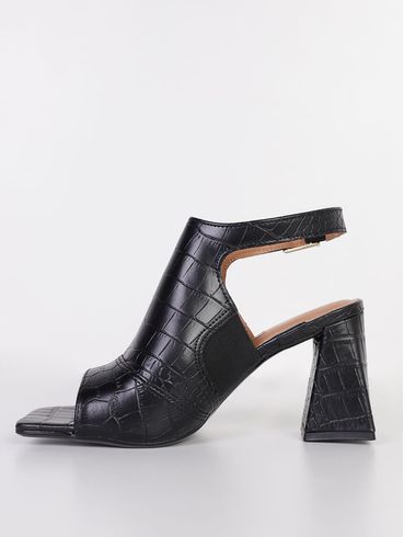 Sandália Salto Bloco Croco Vizzano Feminina PRETO