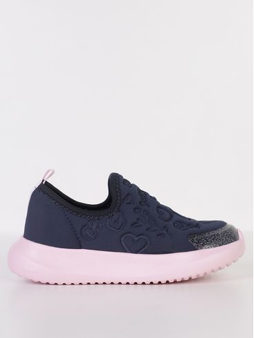 Tênis Calce Fácil Infantil Para Menina - MARINHO/ROSA