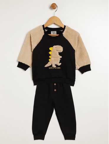 Conjunto Longo Infantil Para Bebê - PRETO