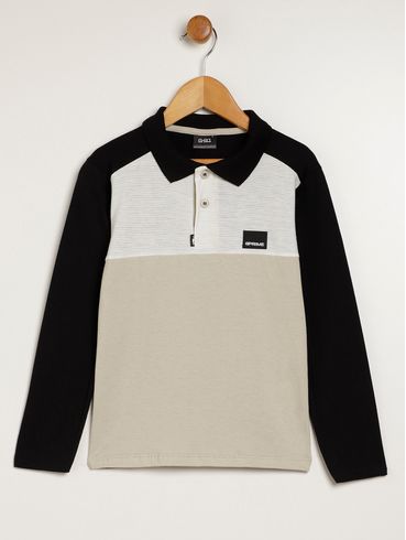 Polo Manga Longa Infantil Para Menino - PRETO
