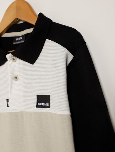 Polo Manga Longa Infantil Para Menino - PRETO