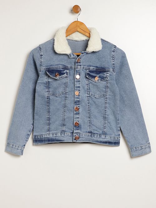 Jaqueta Jeans Juvenil Para Menina  - AZUL