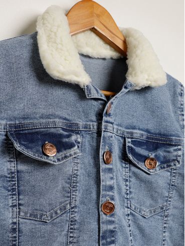 Jaqueta Jeans Juvenil Para Menina  - AZUL