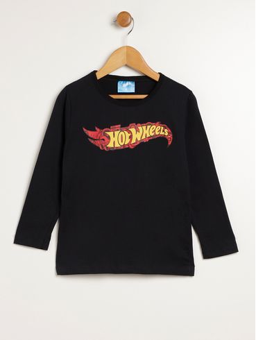Camiseta Manga Longa Infantil Para Menino - PRETO