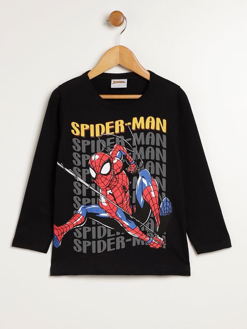 Camiseta Homem Aranha Infantil Para Menino - PRETO