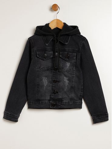 Jaqueta Jeans Infantil Para Menino - PRETO