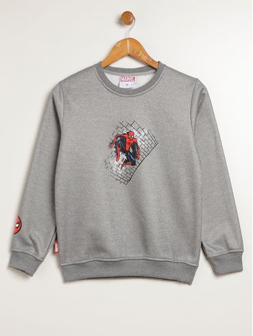 Moletom Spider Man Juvenil Para Menino - CINZA