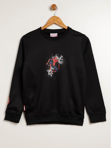 Moletom Spider Man Juvenil Para Menino - PRETO