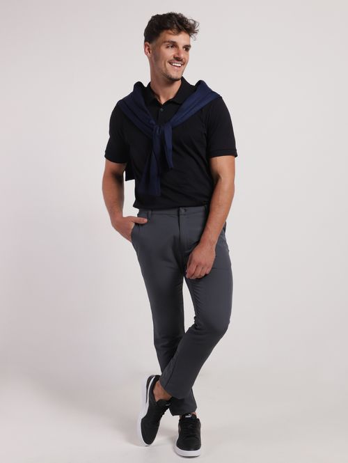 Polo Manga Curta Masculina PRETO