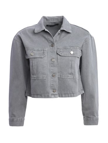 Jaqueta Sarja Cropped Feminina CINZA