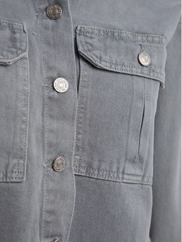 Jaqueta Sarja Cropped Feminina CINZA