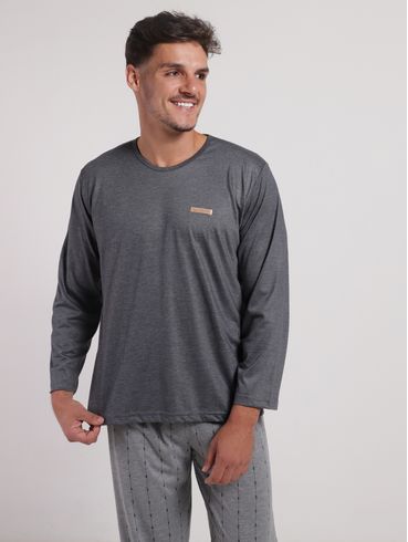 Pijama Longo Masculino MESCLA ESCURO