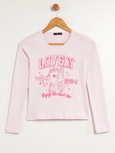 Blusa Manga Longa Vels Juvenil Para Menina - ROSA